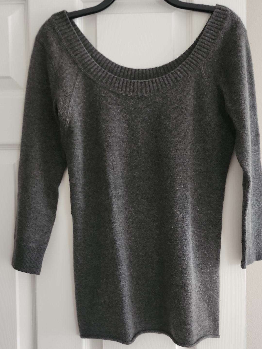 Club Monaco Charcoal 100% Italian Cashmere Off-The-Shoulder Sweater